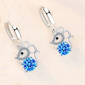 Sterling Silver & Gem Mouse Earrings